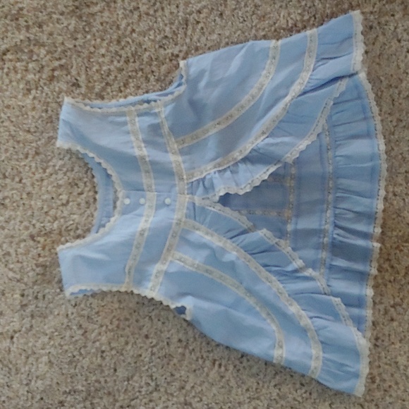 Free People Blue and Cream Lace Tank Top NWOT - Picture 6 of 8